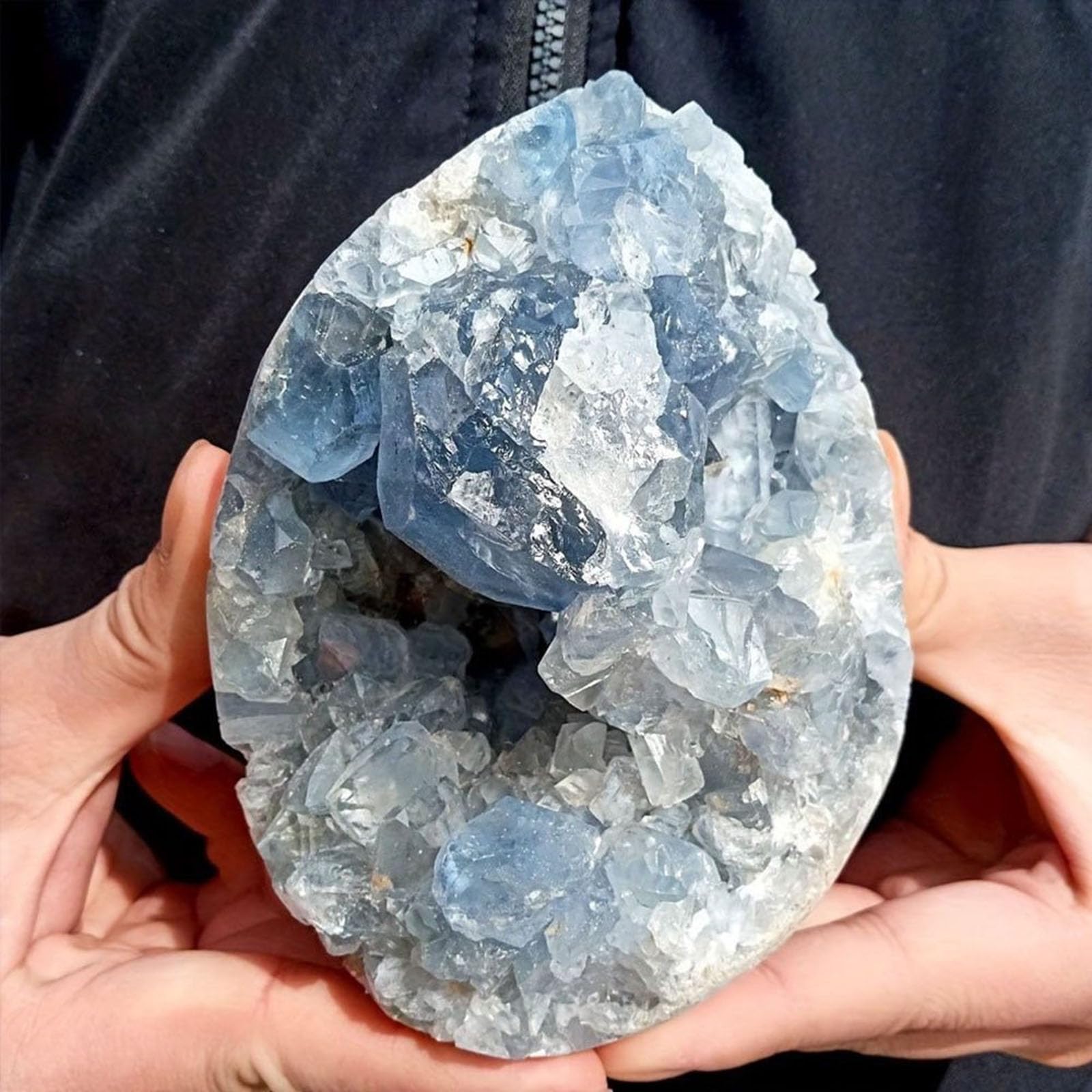 AARTERZZA Irregular Blue Celestite Raw Stone, Crystal and Rough Gemstone for Fountain Home Garden Decor,200~300g
