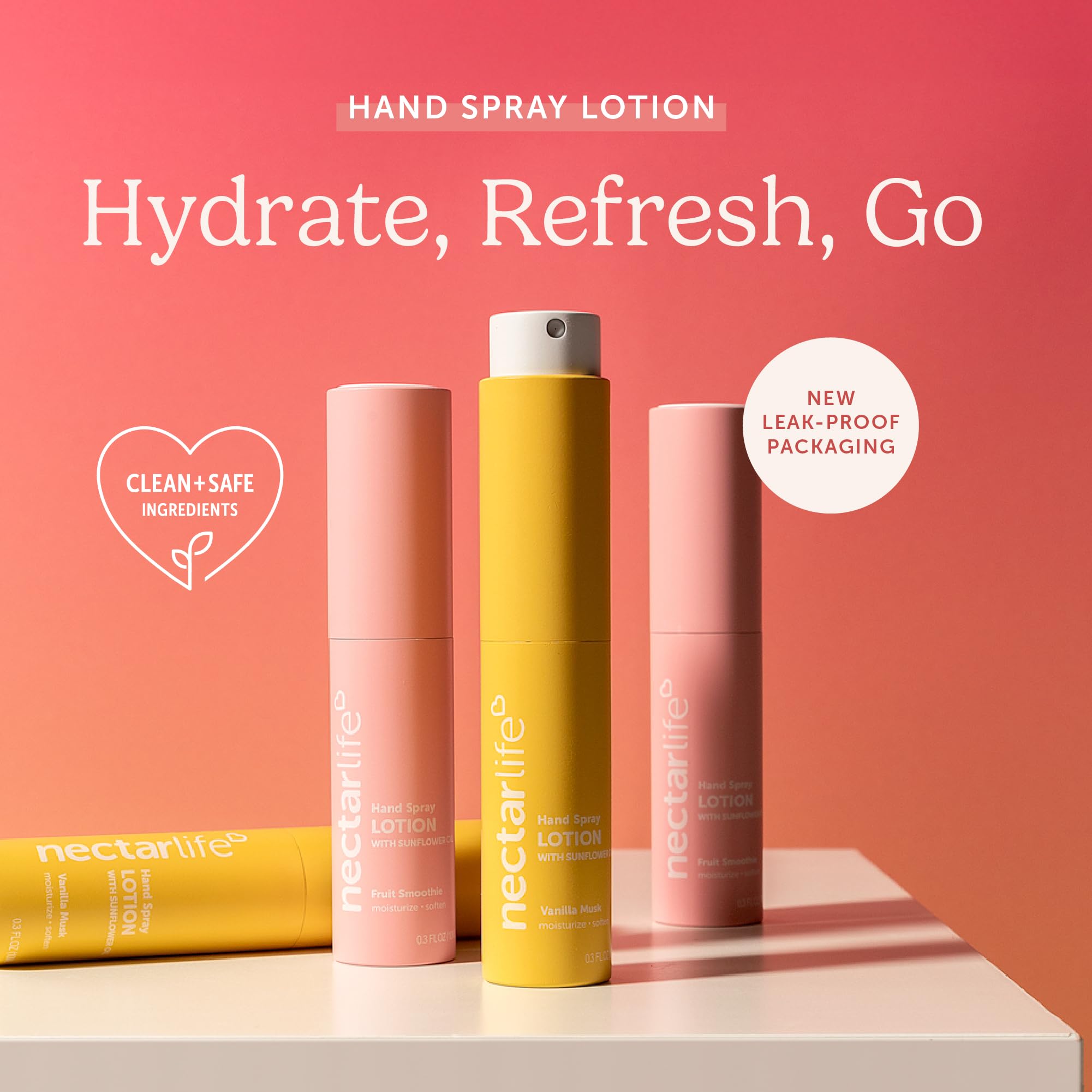 Nectar Life Feuchtigkeitsspendende Handsprühlotion, Frucht-Smoothie-Duft, 10 ml Reisegröße, leicht, nicht fettend, TSA-freundlicher Feuchtigkeitsnebel