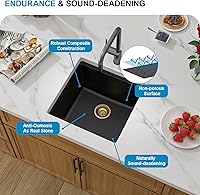 Vista 84 de 18 Granite Composite Bar Sink - Donsdey 18”×16” Undermount Granite Kitchen Sink Black Quartz Classic Composite Under Counter Single Bowl Bar Prep RV