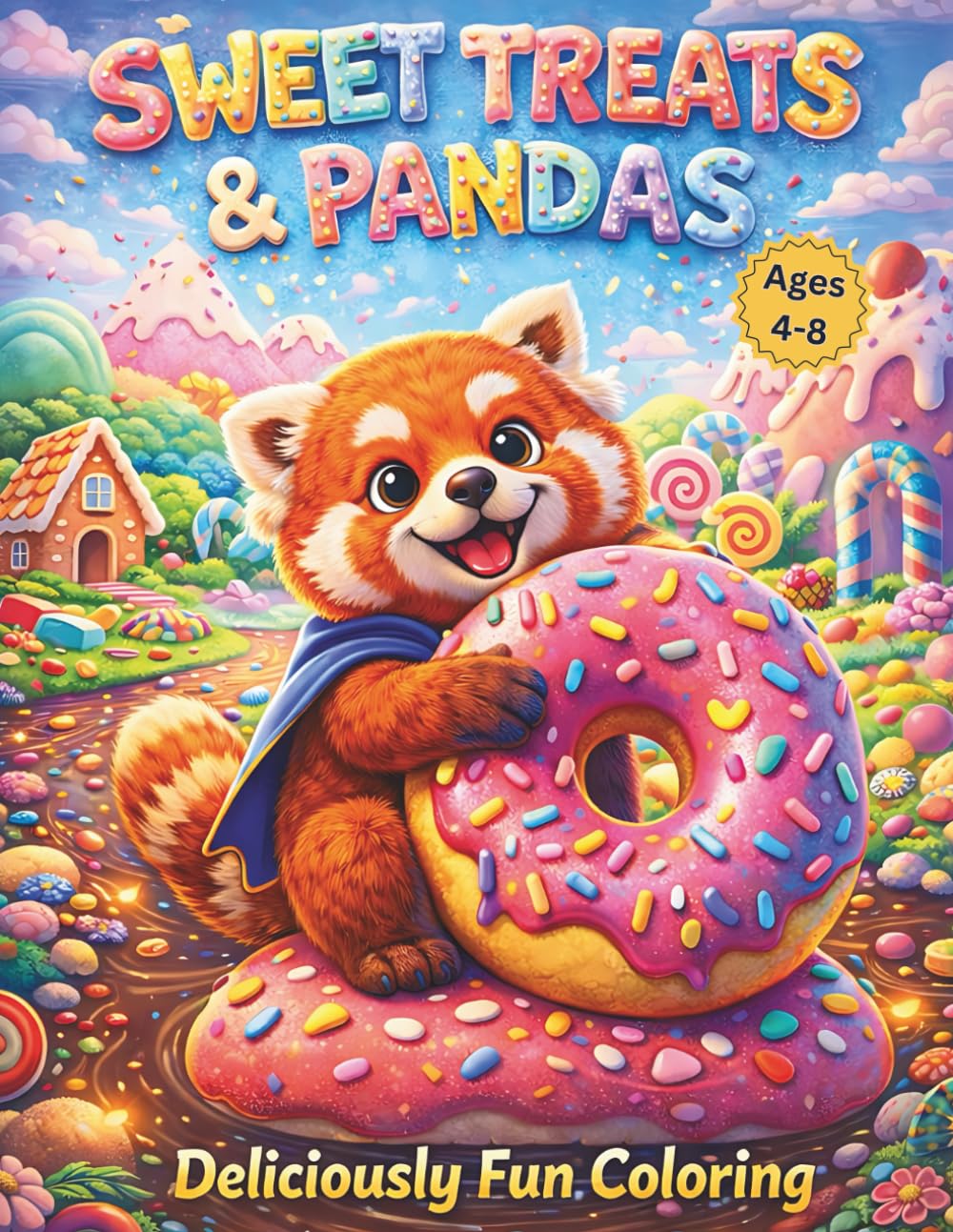 Sweet Treats & Pandas: Deliciously Fun Coloring: 50 Cute Red Panda & Dessert Coloring Pages for Kids Ages 4-8 – Donuts, Cupcakes, Candy Canes, and ... Book) (Red Panda Adventures Coloring Series)