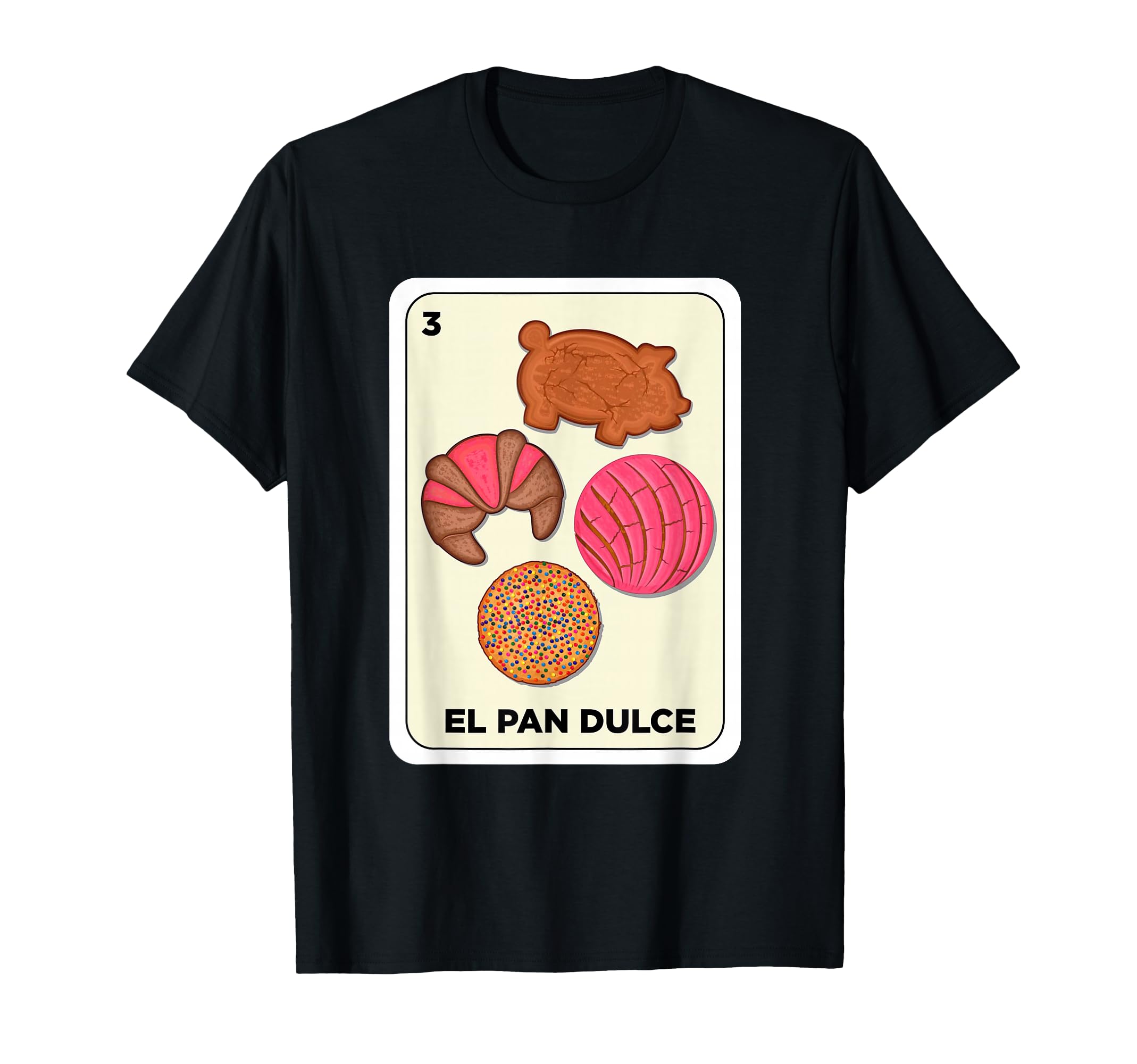 Pan Dulce Conchas Mexican Spanish Bingo Card El Pan Dulce T-Shirt