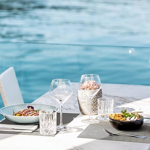 Miniatura 3 de COSMOCASA Juego de 4 manteles individuales de vinilo a rayas, reversibles de plástico tejido para mesa de comedor, interiores y exteriores,