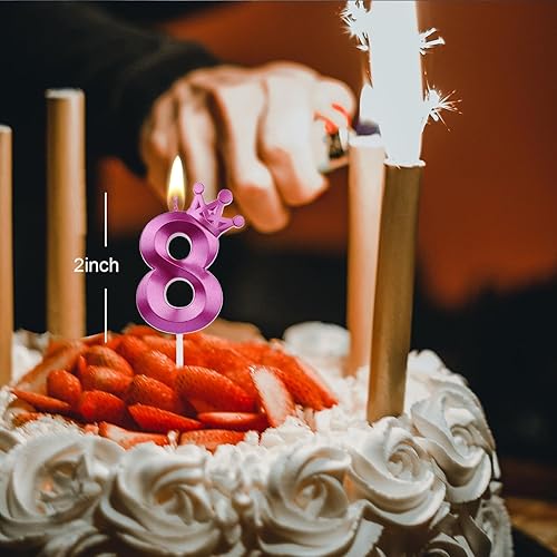 Miniatura 93 de Blue Number 4 Birthday Cake Candle, 3D Shape Crown Birthday Number Candle, 4th Birthday Party Blue Theme Cake Topper Decorations (Blue 4)