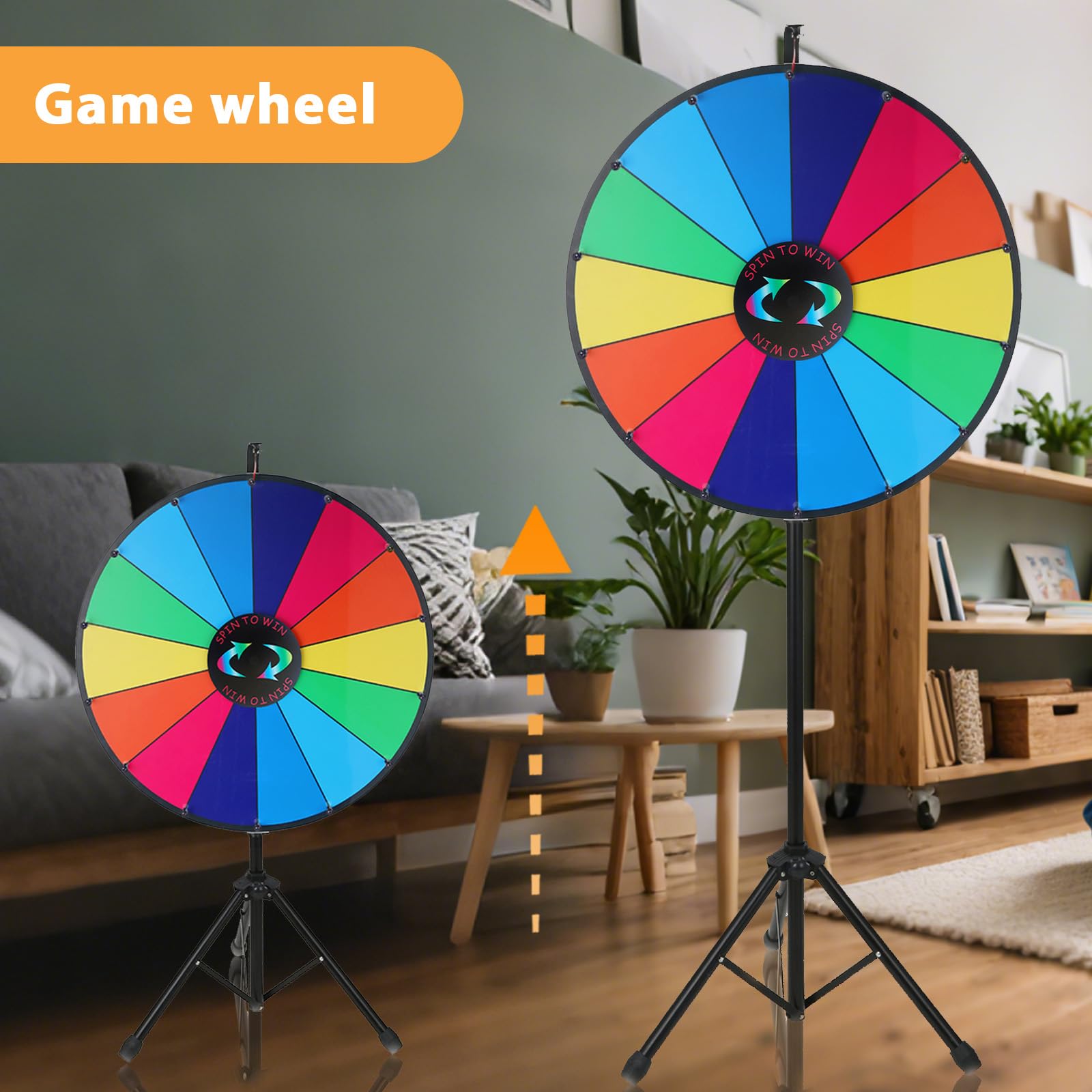 iElyiEsy Roue de la Fortune de 61 cm avec trépied pliable réglable en hauteur 14 emplacements Roue de prix avec marqueurs effaçables à sec et gomme pour carnaval