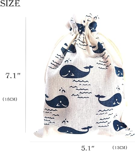 Miniatura 5 de RIGHTA TECH Bolsas de regalo de vida de animales marinos del océano, bolsa de regalo con cordón, bolsa de regalo de ballena de peces tropicales para