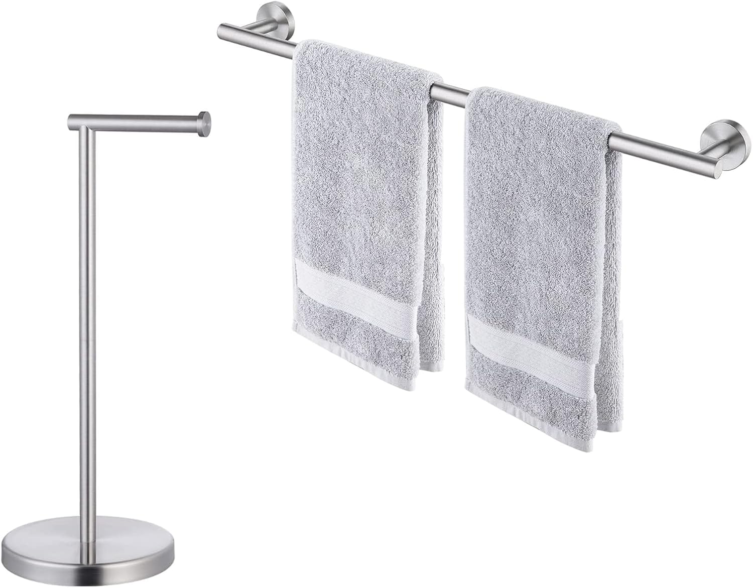 KES Toilet Paper Holder Stand, Stainless Steel Brushed Steel & Bathroom Towel Bar, BPH283S1-2+A2000S70B-2