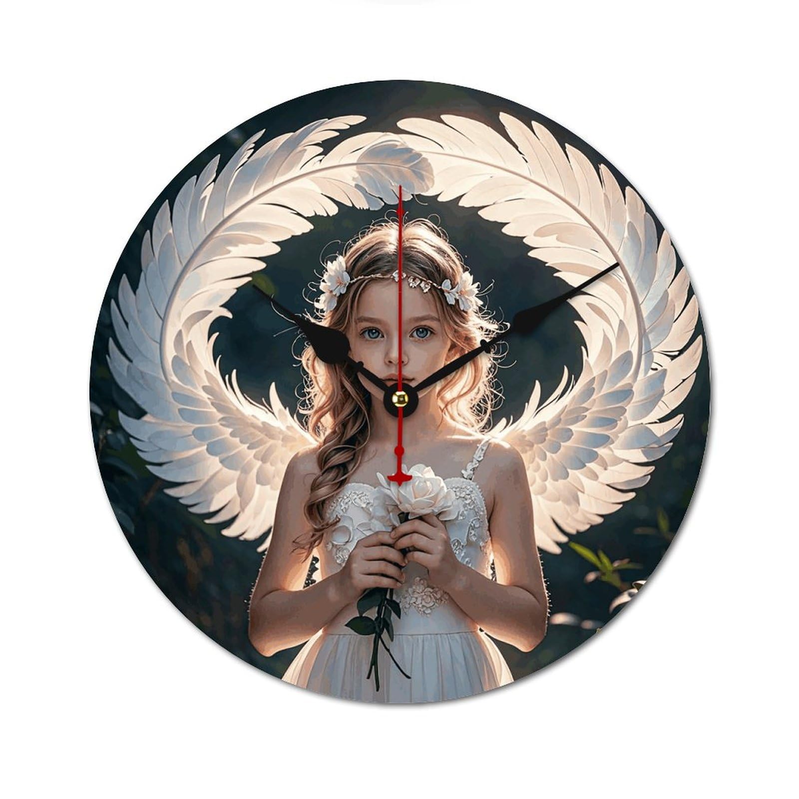 Horloge murale plumes d'ange pour chambre et salon cosy