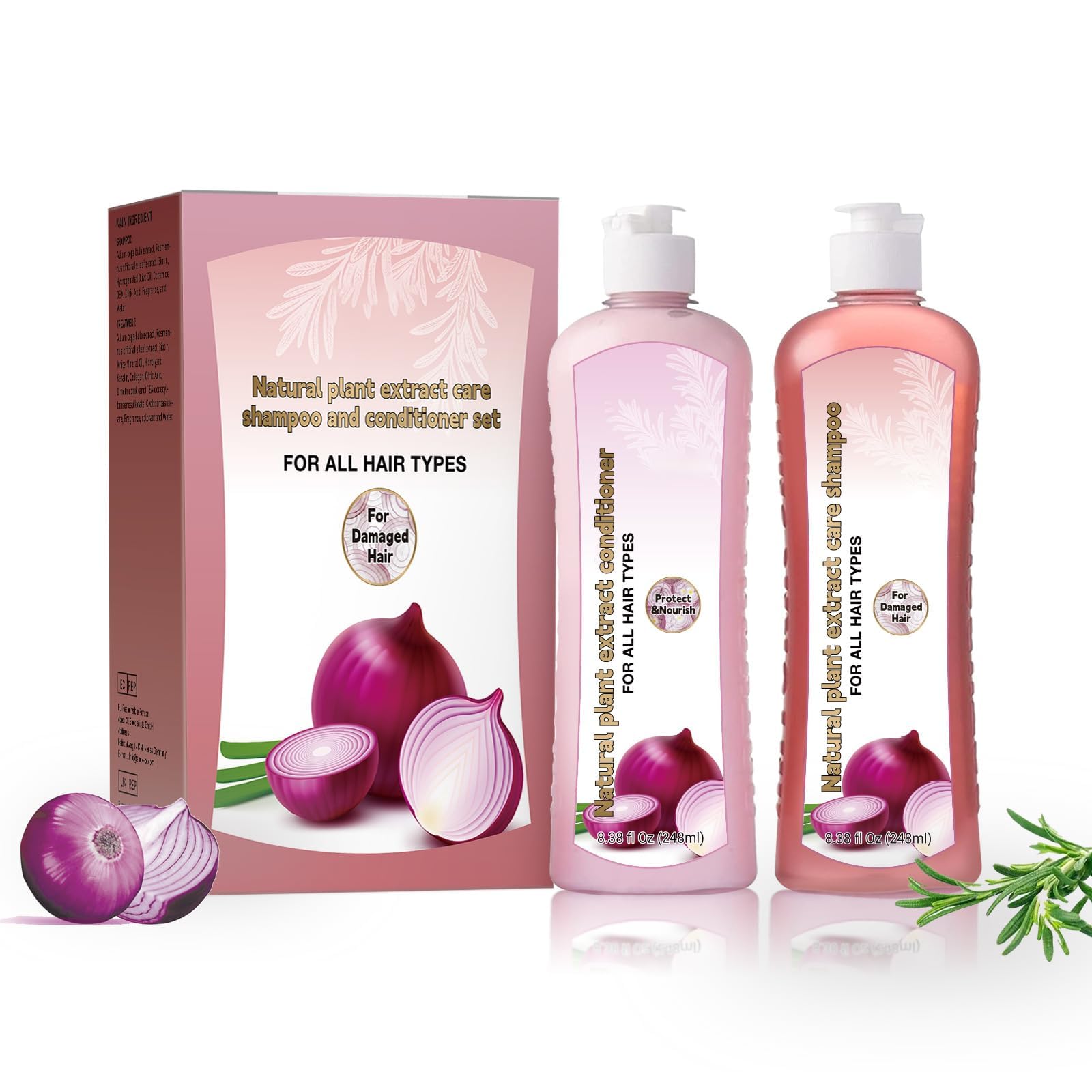 KASTWAVE Onion Biotin and Rosemary Shampoo & Treatment Set, Onion and Biotin Shampoo, for Stronger, Thicker and Longer Strands, Soft Shine, Anti-Hair Loss and Thinning, Growth Formula