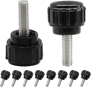 10 Pcs M4 x 10mm Knurled Thumb Screw, 304 Stainless Steel Black Thumb Screws, Threaded Round Clamping Knobs Grip Thumb Screw for Machinery Latche