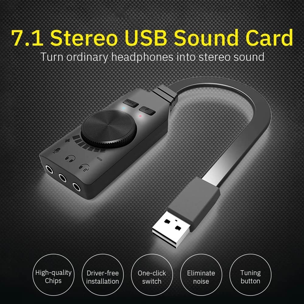 Adattatore convertitore scheda audio a 7.1 canali Volume esterno regolabile per cuffie da gioco