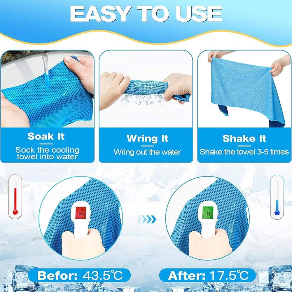 Lot de 10 serviettes rafraîchissantes en microfibre douce et respirante à séchage rapide pour le cou et le visage, idéales pour la gym, le yoga, le camping, la course à pied, le fitness, les activités