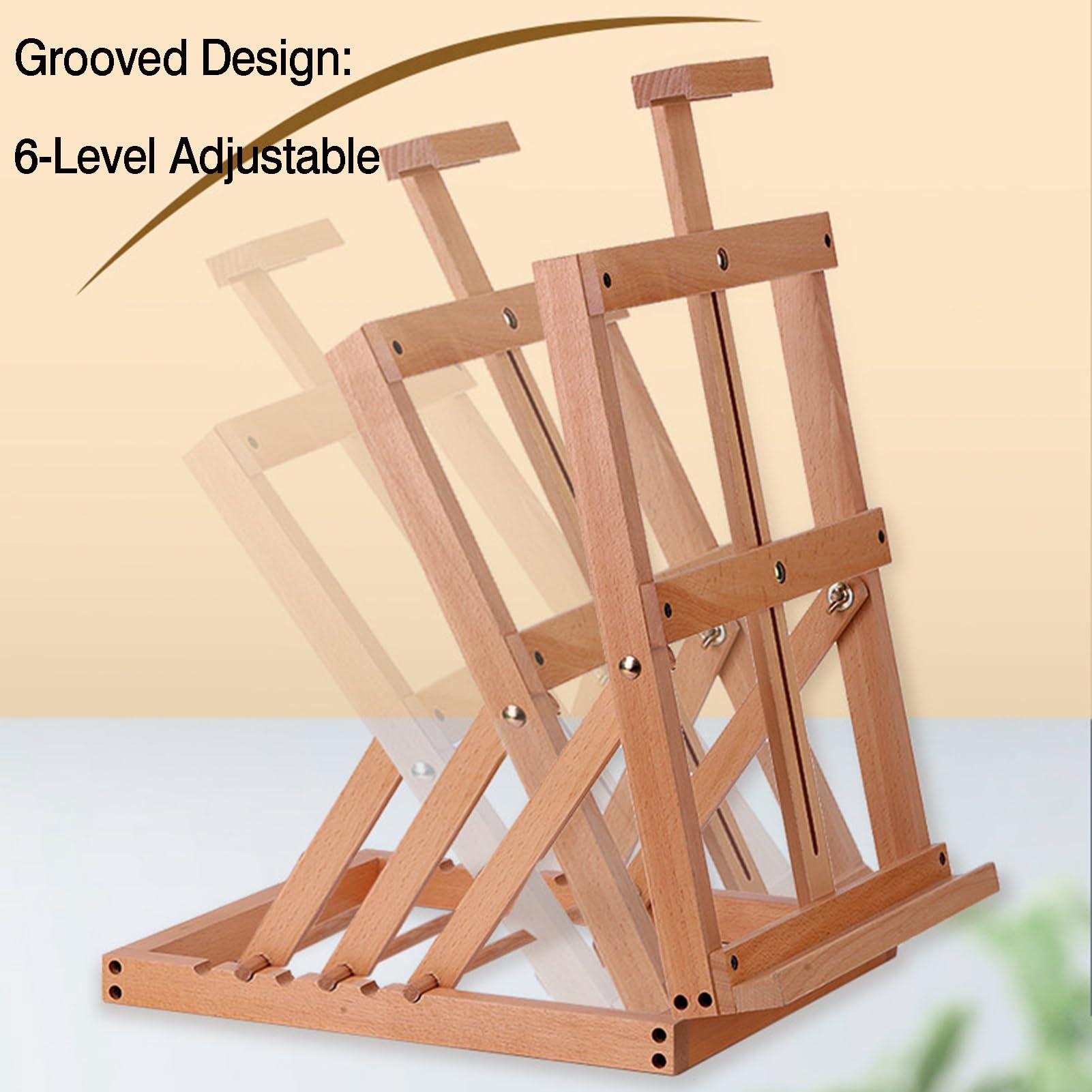 Caballete de mesa para pintar, caballete de madera de haya, ideal para exhibición en lienzo, altura ajustable para pintar y escaparate fácil, perfecto para artistas y principiantes