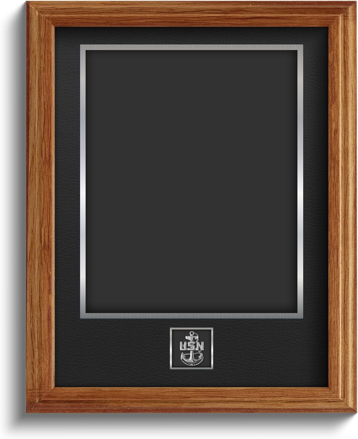 Northern Promotions US Navy Veteran Gift – 14x18 Vertical Frame with 11x14 Opening and USN Emblem – Black Picture Frame, Dark Gray Mat with Silver Trim - RTC Grad Tribute Retirement