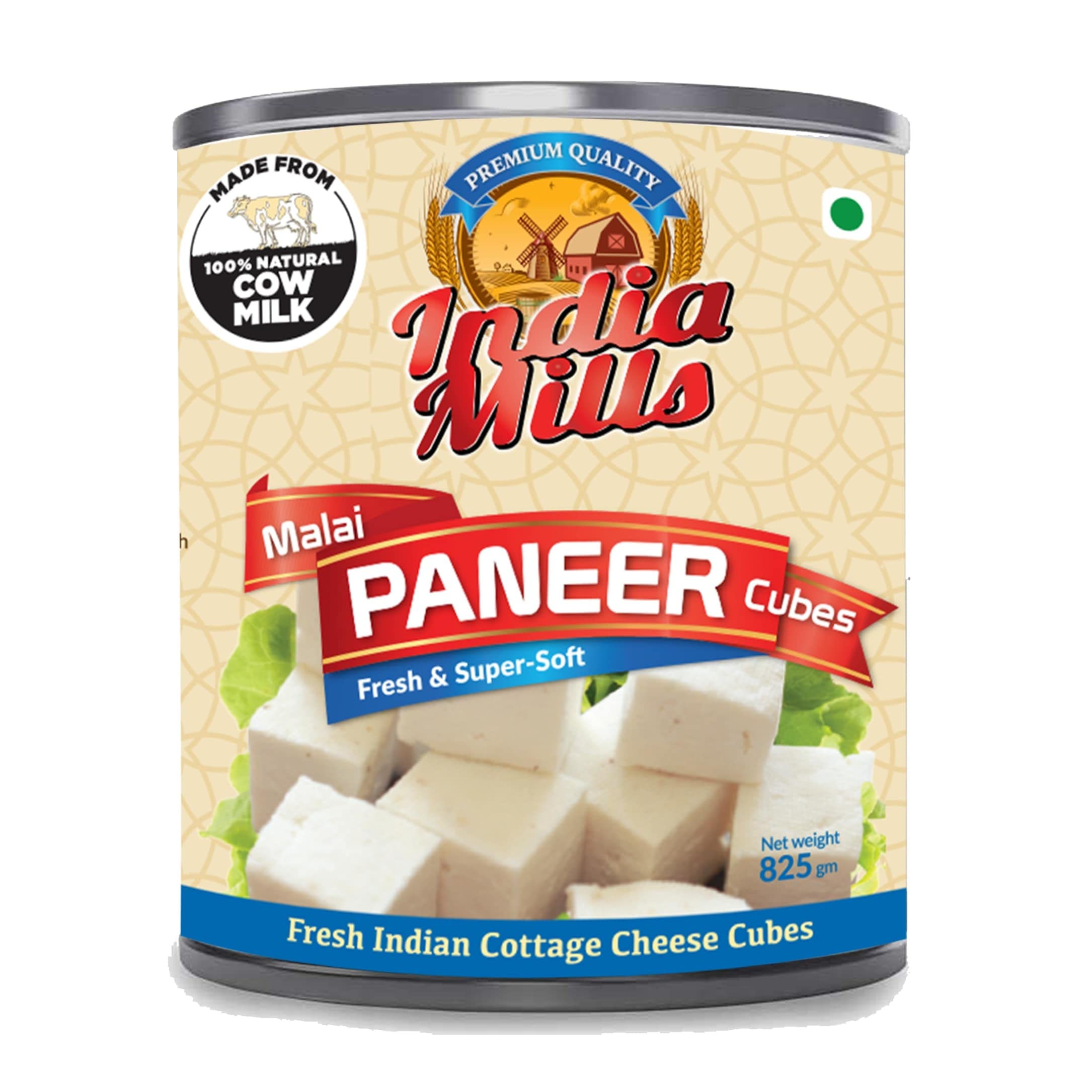 INDIA MILLS Fresh Indian Cottage Cheese Malai Paneer Cubes, 825 gm