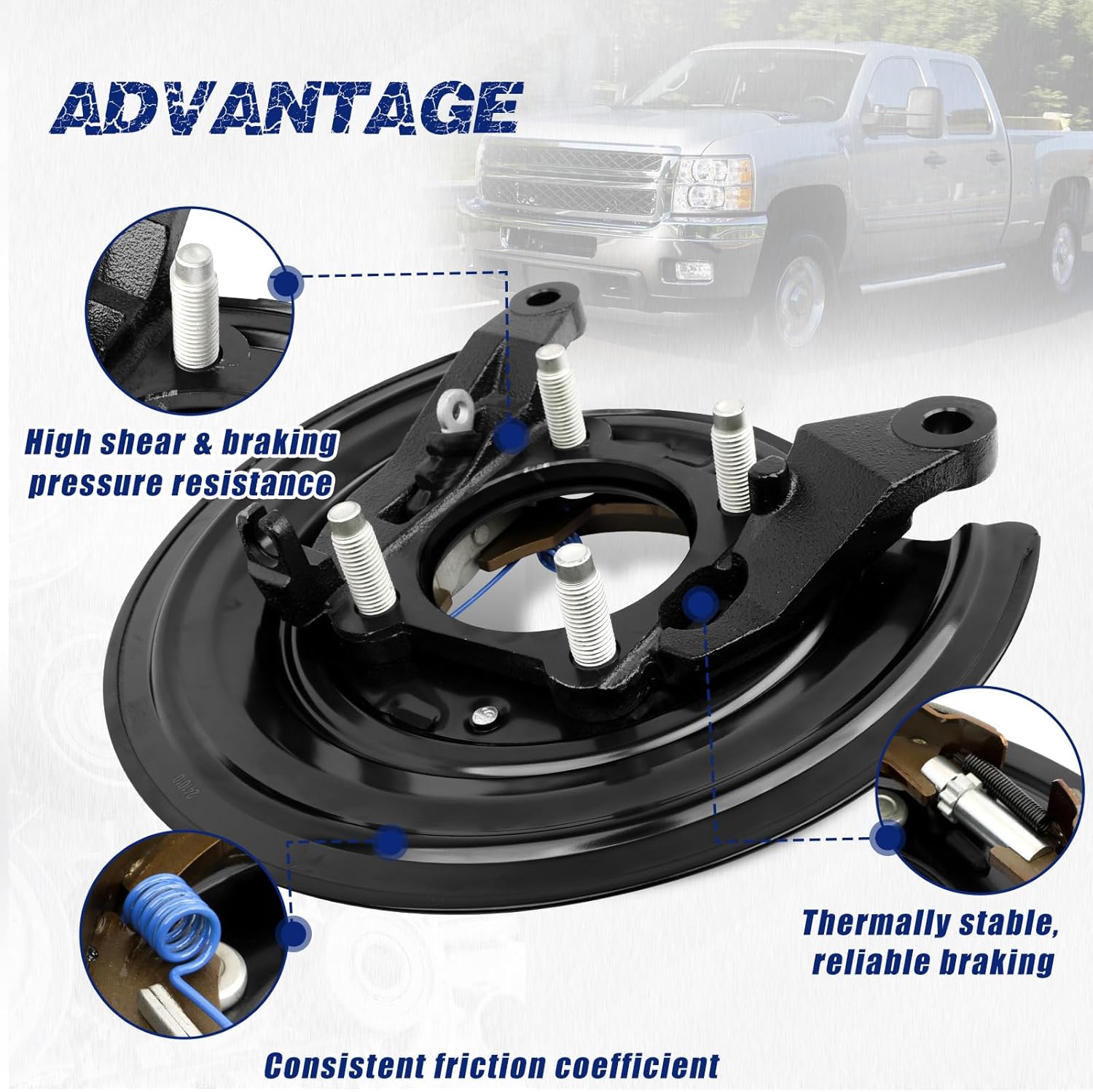 926268 Rear Side Loaded Parking Brake Backing Plate Assembly, Fit for Dodge Ram 2500/3500 2009-2010, Fit for Ram 2500/3500 2011, OE 926-268, 52122237AA