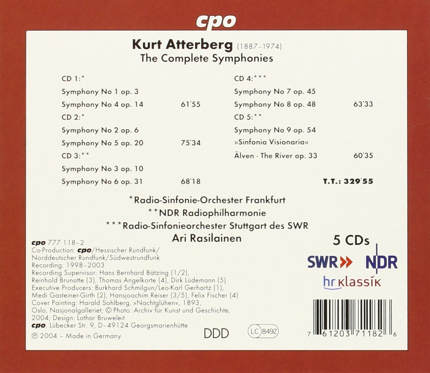 Atterberg : Intégrale des Symphonies. Rasilainen