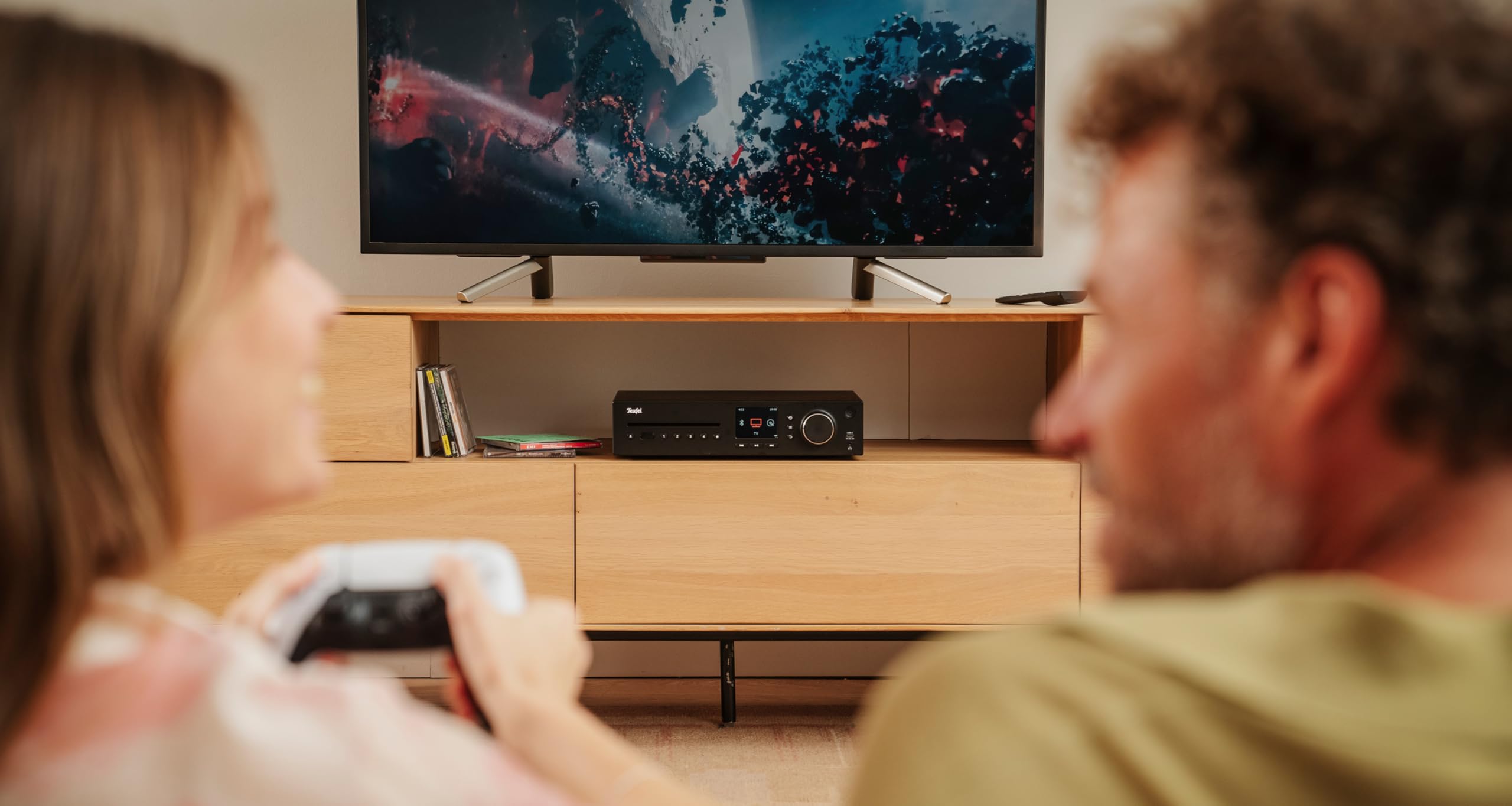 Teufel Kombo 62 Receptor de CD - Potente Receptor de CD estéreo con Bluetooth, WLAN, Radio Dab+/FM, Spotify Connect (Negro) (Negro)
