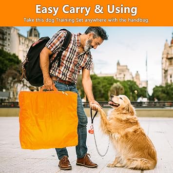 Dog Agility Training Equipment,80Pcs Dog Obstacle Course Backyard for Large Dogs | Dog Agility Course Backyard Set Includes Adjustable Jump Ring,Hurdle;Tunnel,Weave Poles,Pause Box;Carry Bag;Indoor/Outdoor