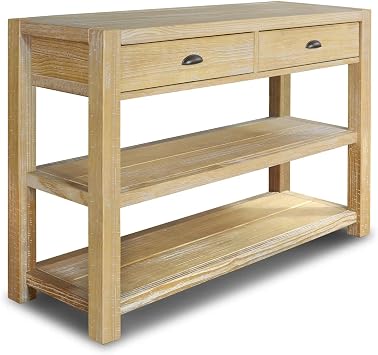 Grain Wood Furniture Montauk Console Table, Solid Wood with a Driftwood Finish