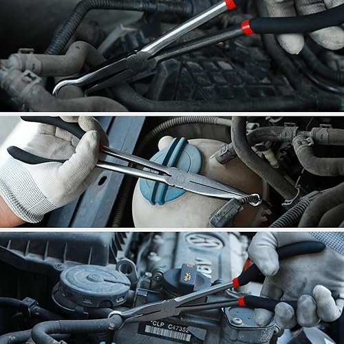 Miniatura 6 de Mayouko Juego de 3 alicates de agarre de manguera de 11 pulgadas de largo alcance, 516 pulgadas, 12 pulgada, 34 pulgadas, kit de alicates de agarre