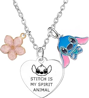 Stitch Necklace for Girls Ohana Necklace Inspired Stitch Birthday for Granddaughter Daughter Niece Ohana Jewelry for Women Stitch Jewelry Gifts for Stitch Lover Gifts