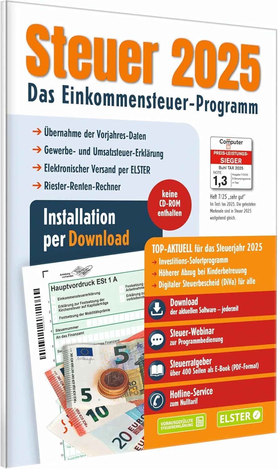 ALDI STEUER 2025 für Steuererklärung 2025 am PC. ELSTER Klare Strukturiert Steuerprogramm Download Code Inklusive. Neu und OVP (Download mit Aktivierungscode) ohne CD !!