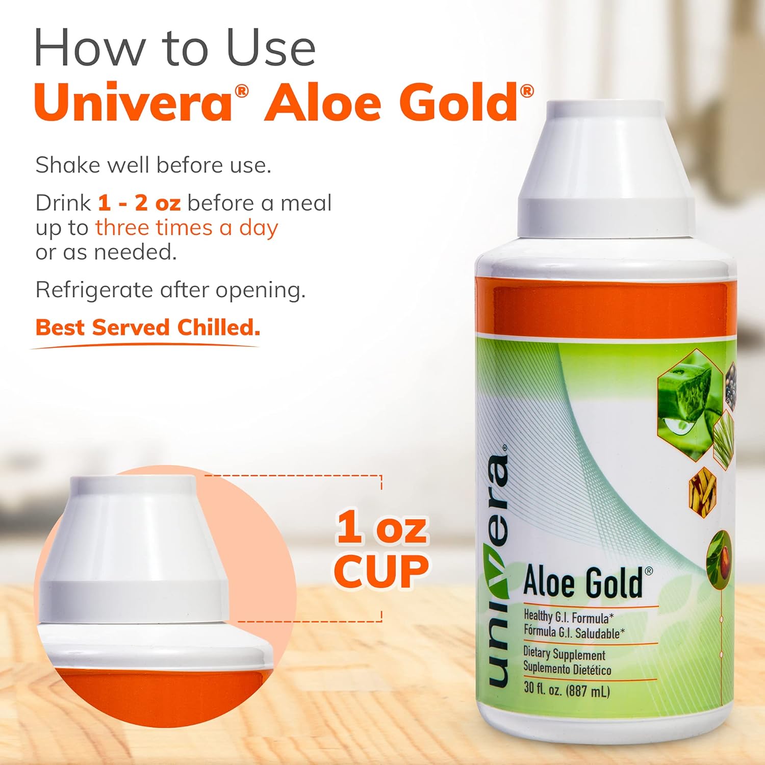 Univera® Aloe Gold®, Digestive Health, Immune Health, Aloe Vera Concentrate Herbal Supplement 30 oz Bottle : Health & Household