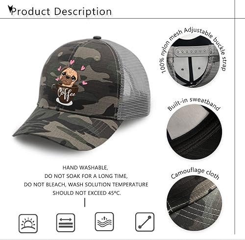 Miniatura 7 de Caps Pug Dog Baseball Cap, Vintage Caps for Men