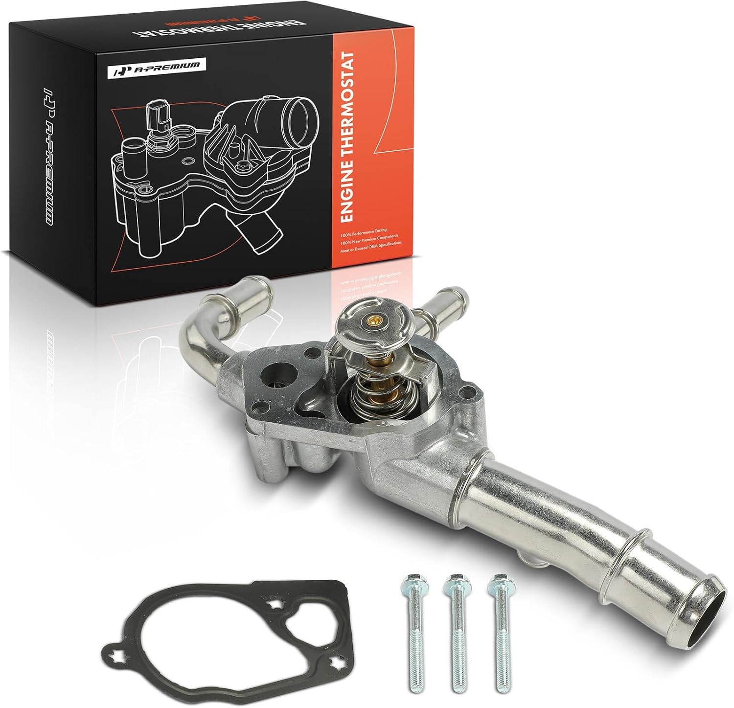 A-Premium Coolant Thermostat Housing Compatible with Chevry Equinox, Impala, Malibu & Terrain & Cadillac SRX, XTS & Pontiac G6, Torrent & Saturn & Buick LaCrosse, with Thermostat, 12638836, 12651113