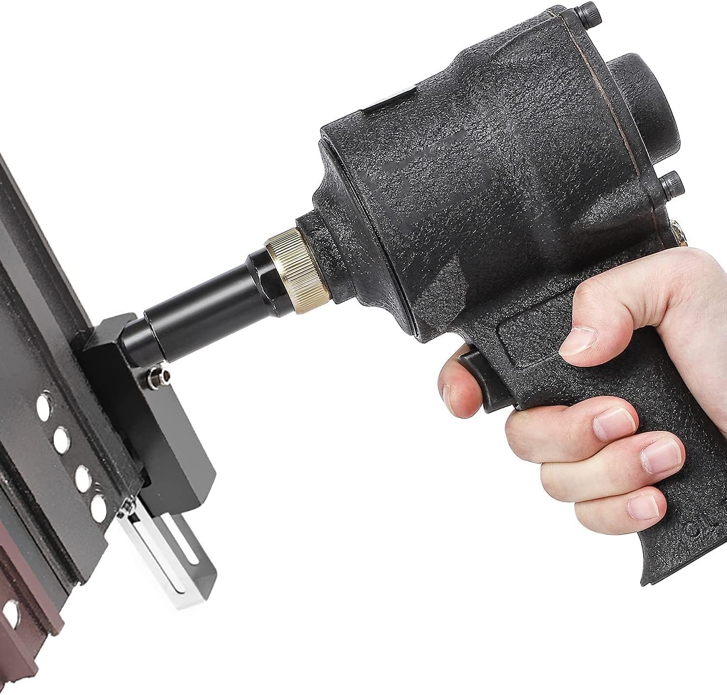 MiBoce 3.2mm-8mm Pneumatic Hole Puncher, Industrial Air Punch Gun, With 360° Rotation Clamp Head, Adjustable Margins, Round Hole Punching Machine For Doors, Windows, Iron, Aluminum Plate 3.2mm
