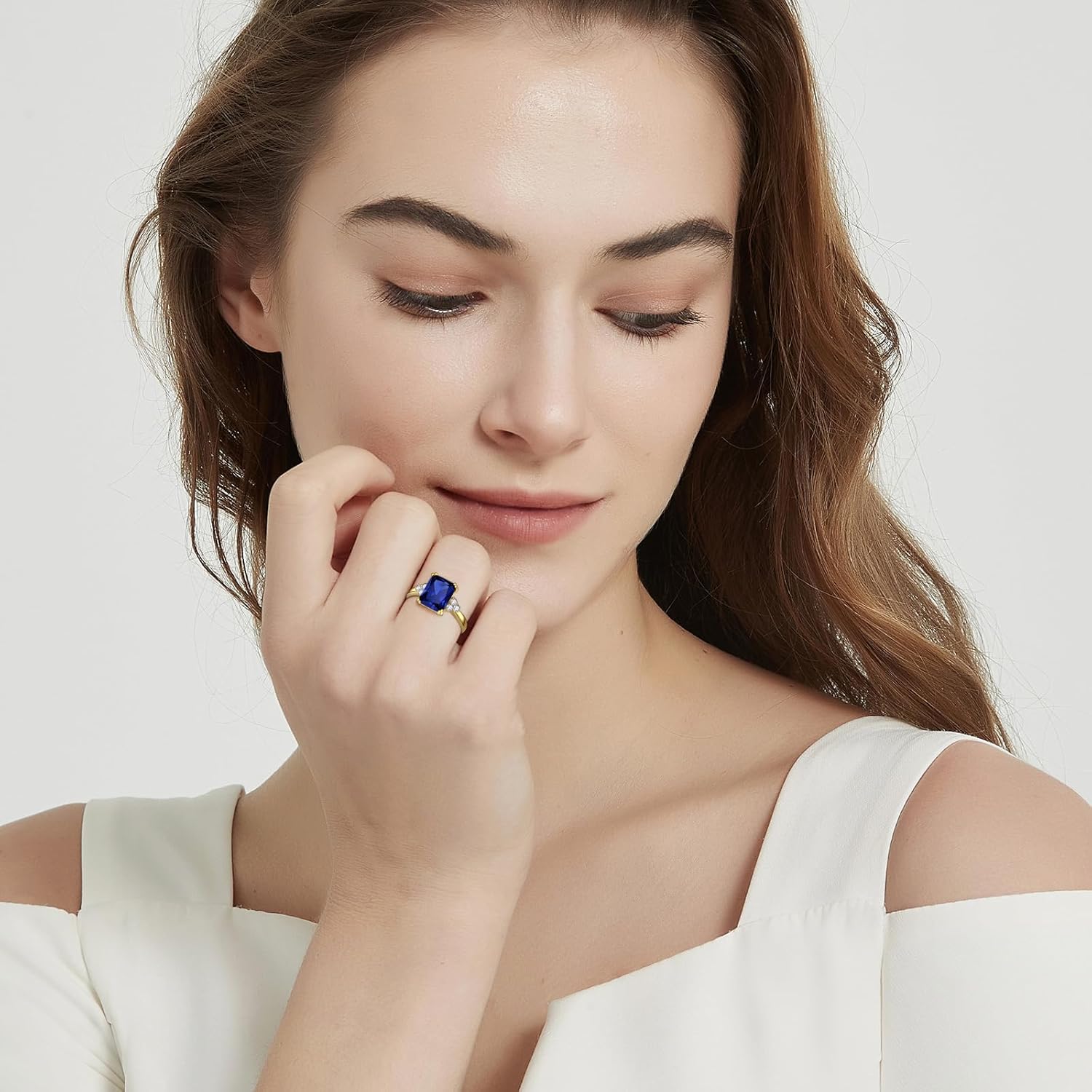 3.5ct Simulated Gemstone Ring 925 Sterling Silver 10x8mm Radiant Cut Sapphire|Emerald|Amethyst|Cubic Zirconia Ring Birthstone Rings for Mothers Valentines Thanksgiving Day Size 5-10 - Image 7