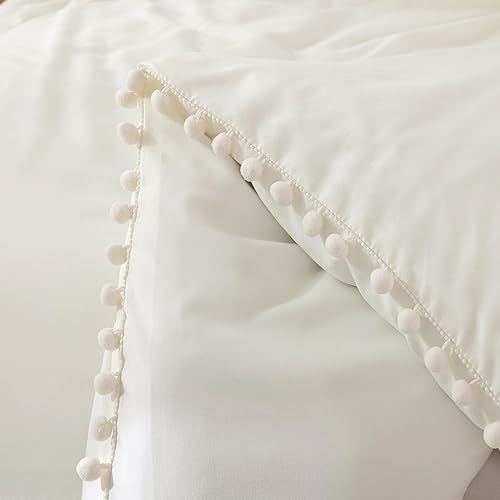 Vista 28 de YIRDDEO Juego de edredón tamaño King – Edredón tamaño King con flecos de bolas, juego de ropa de cama suave para todas las estaciones – 3 piezas, 1