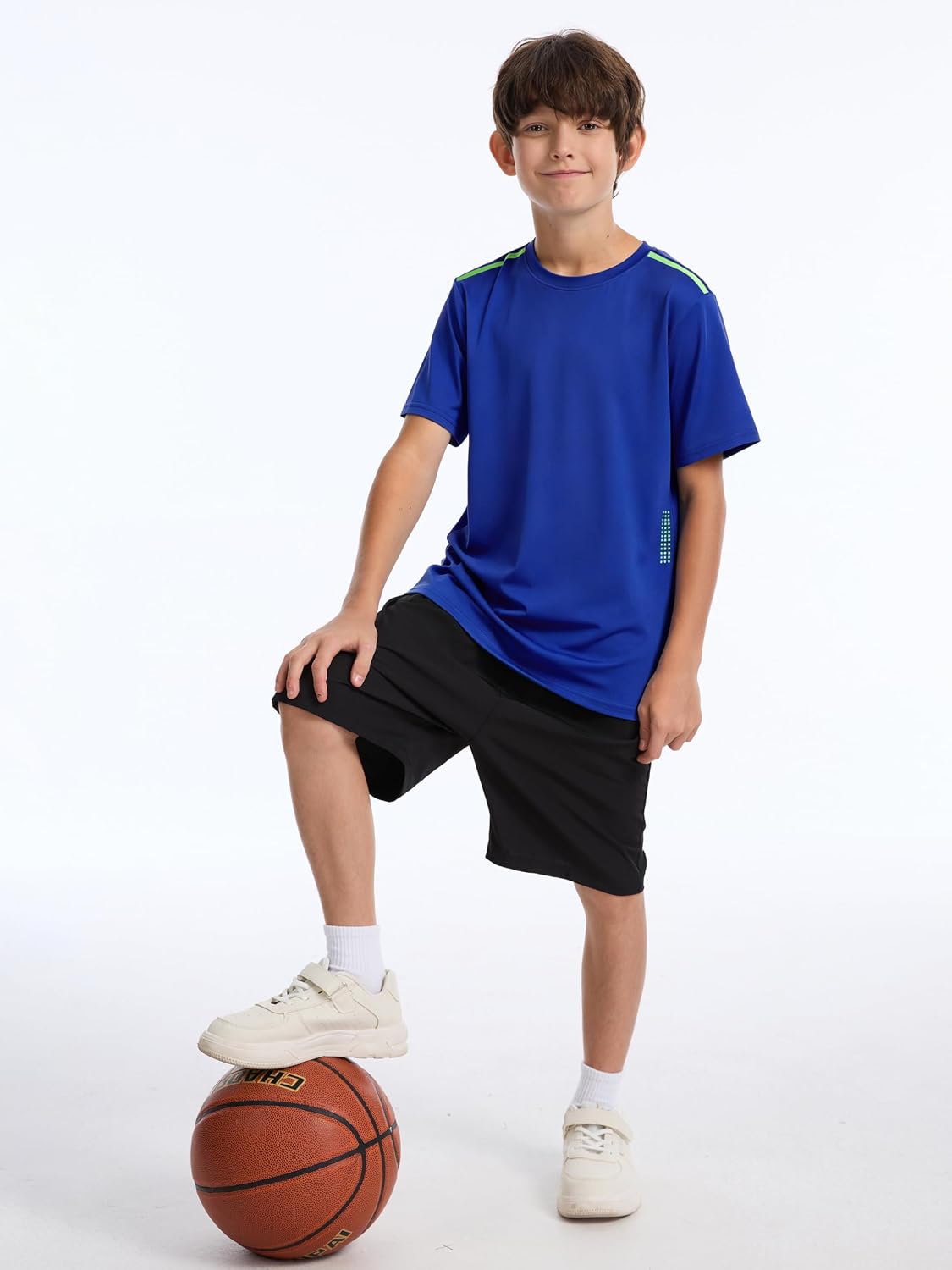 5 Pack Boys Shirts Athletic Dry Fit Short Sleeve T-Shirts Moisture Wicking Performance Tops for Sports 5-18Y