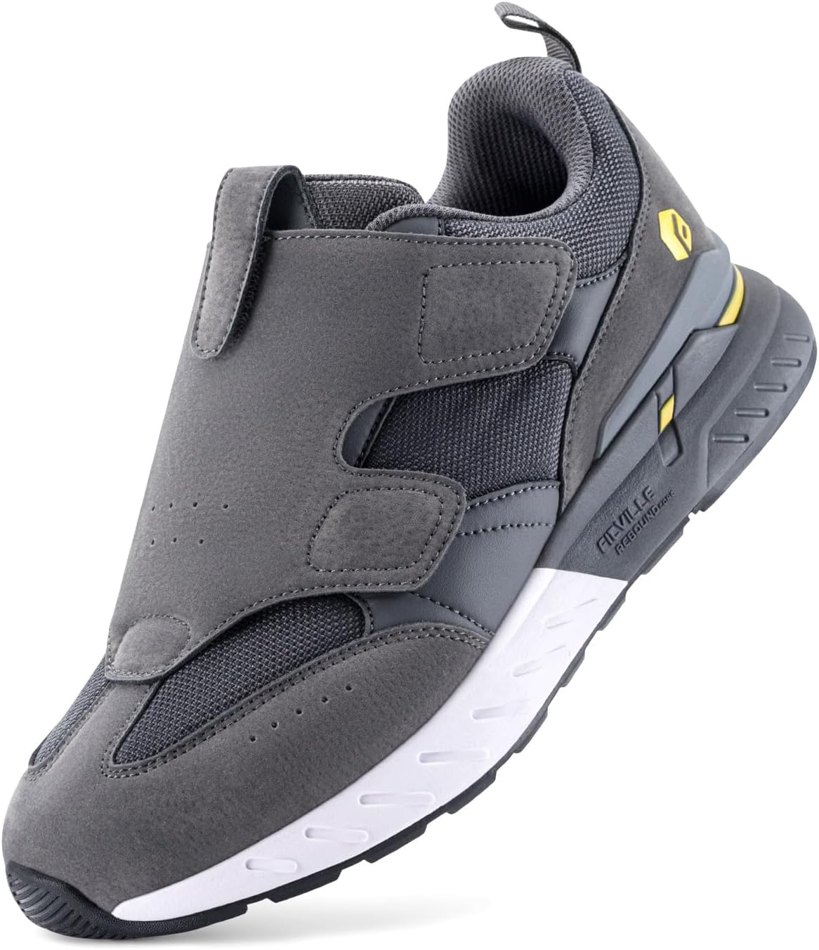 FitVille Mens Extra Wide Fit Trainers Walking Running Shoes Easy Close Orthopedic Shoes Comfortable Athletic Sneakers for Swollen Feet Flat Feet Plantar Fasciitis - Rebound Core V10