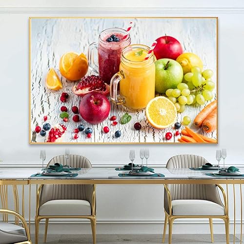 Miniatura 3 de Cuadro en lienzo, Cuadros de frutas de manzana y uva, cuadro de arte de pared en lienzo para la decoración del hogar de la sala de estar 19.7x29.5