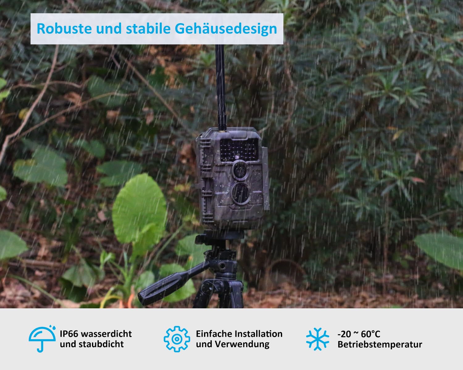 GardePro X20 4G LTE Wildkamera mit SIM-Karte und App, 48MP 1296P H.265 Video, No Glow Nachtsicht Bewegungsmelder, 4G Jagdkamera Wildtierkamera Handyübertragung, IP66 Fotofalle