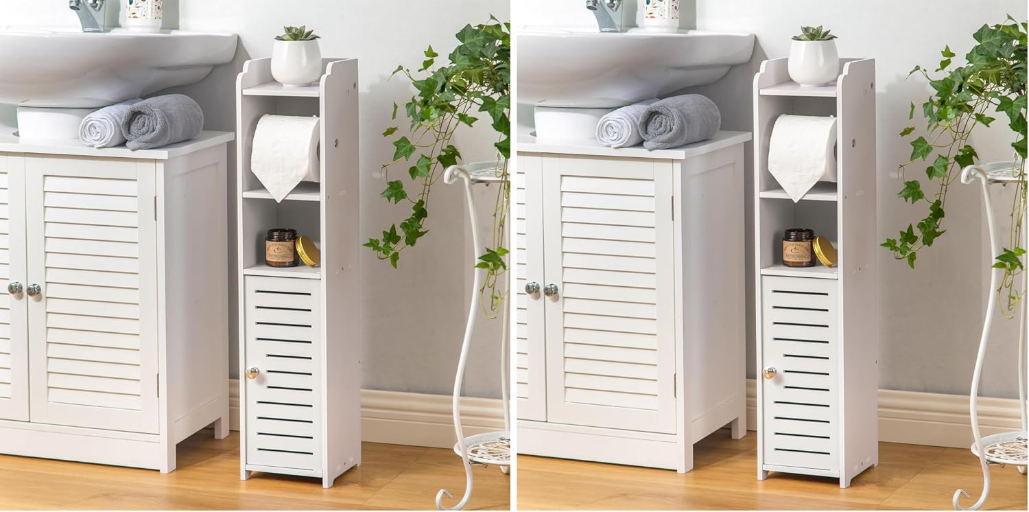  Toilet Paper Holder Stand: Holds 4 Rolls for Small Bathroom Renters thumbnail