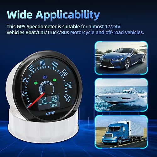 Miniatura 5 de Faymizsa Juego de 6 calibres de 7 colores, velocímetro GPS de 3-38 pulgadas, 160 MPH y tacómetro, medidor de presión de aceite de 2-116 pulgadas,