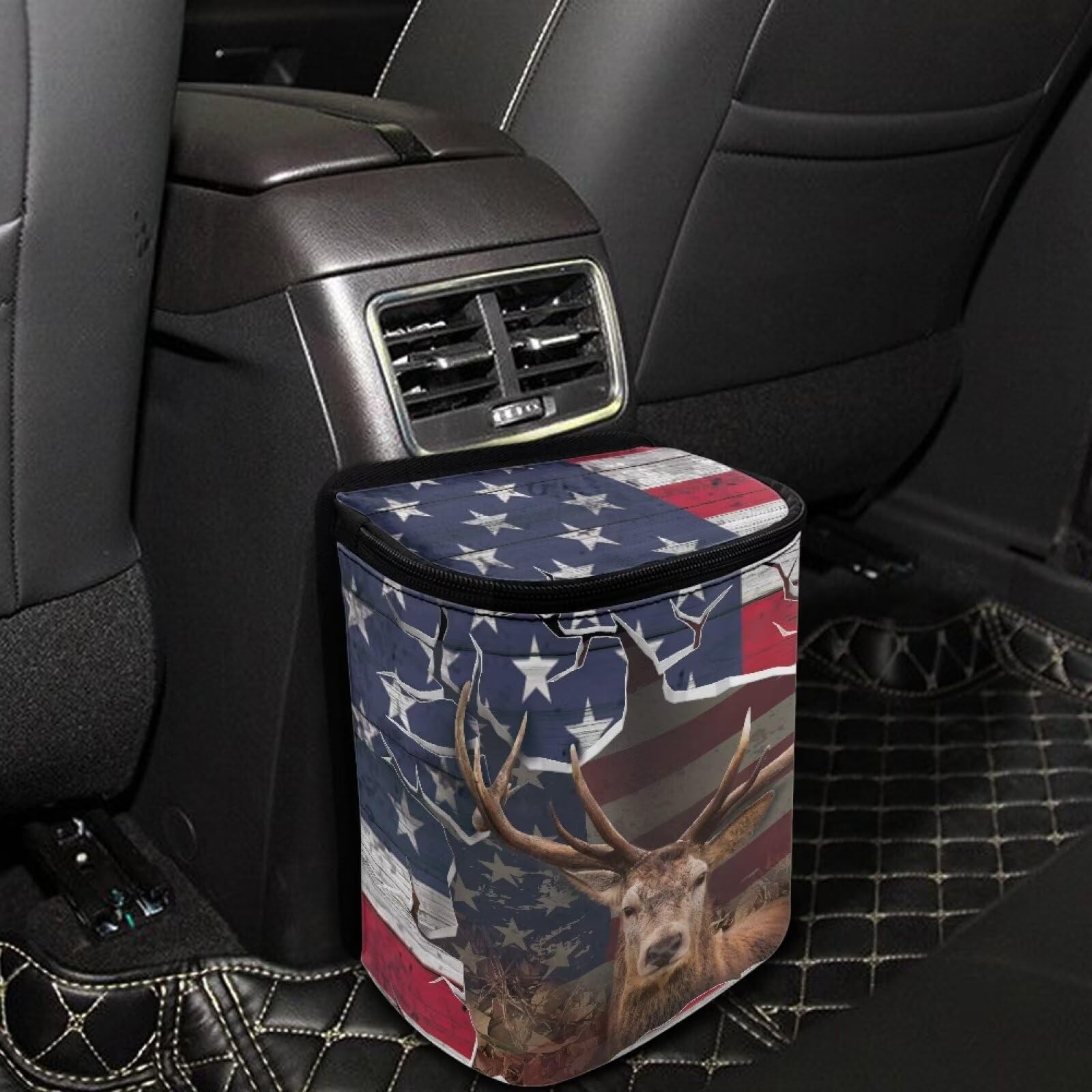 Talayituse Cactus Print Car Trash Can – Adjustable Straps, Zip Closure, Collapsible Storage Bag - View #10
