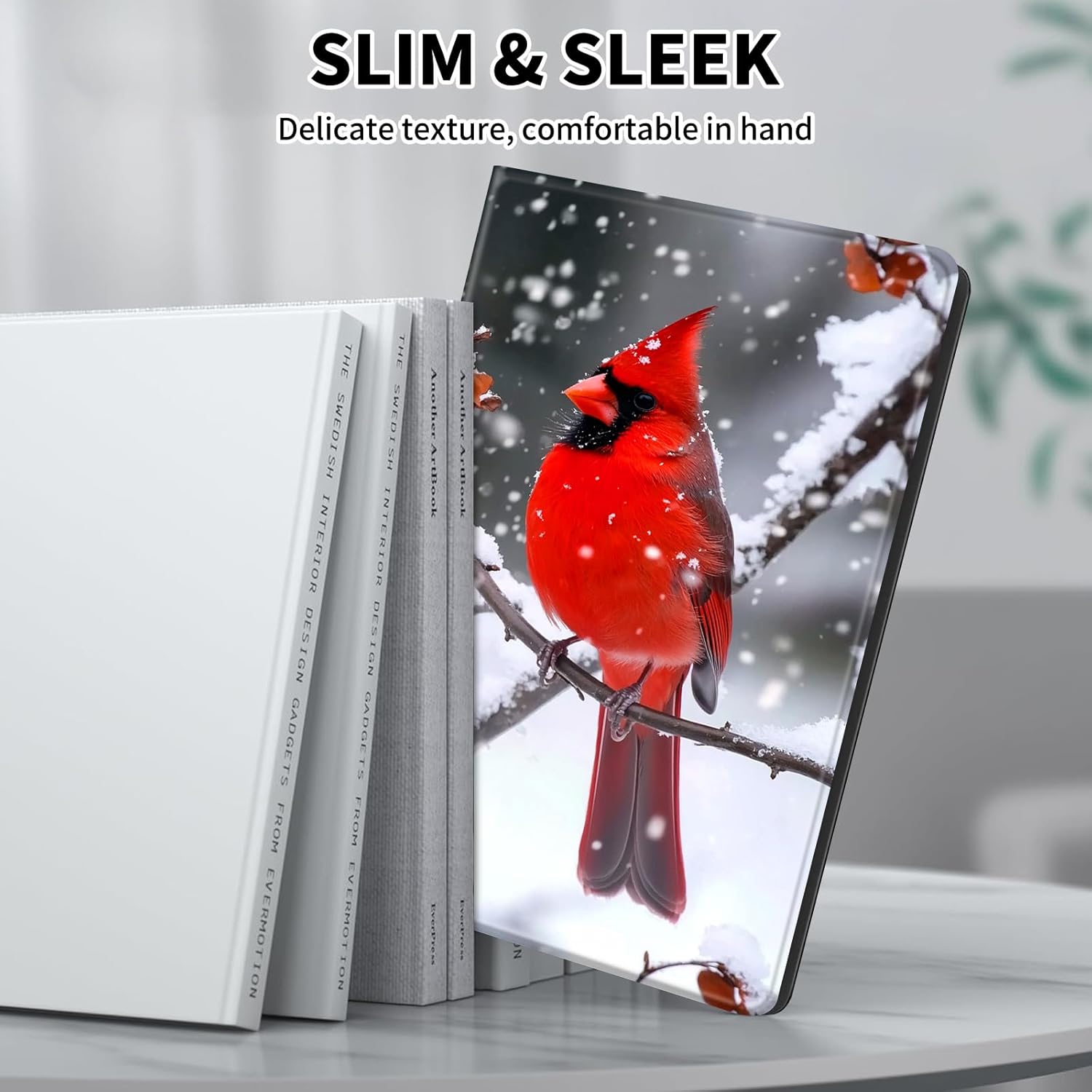 for iPad mini 7 Case,iPad mini 7th/6th Generation Case (2024/2021),Leather Slim Folio Adjustable Stand Smart with Auto Wake/Sleep Cover for iPad mini 7 (A17 Pro)/Mini 6,Main Cardinals Snow