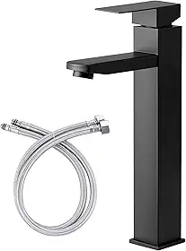 Torneira Banheiro Luxo Moderno Quadrada 1/4 Volta 304 Inox Aço Preta Bancada Pia Banheiro