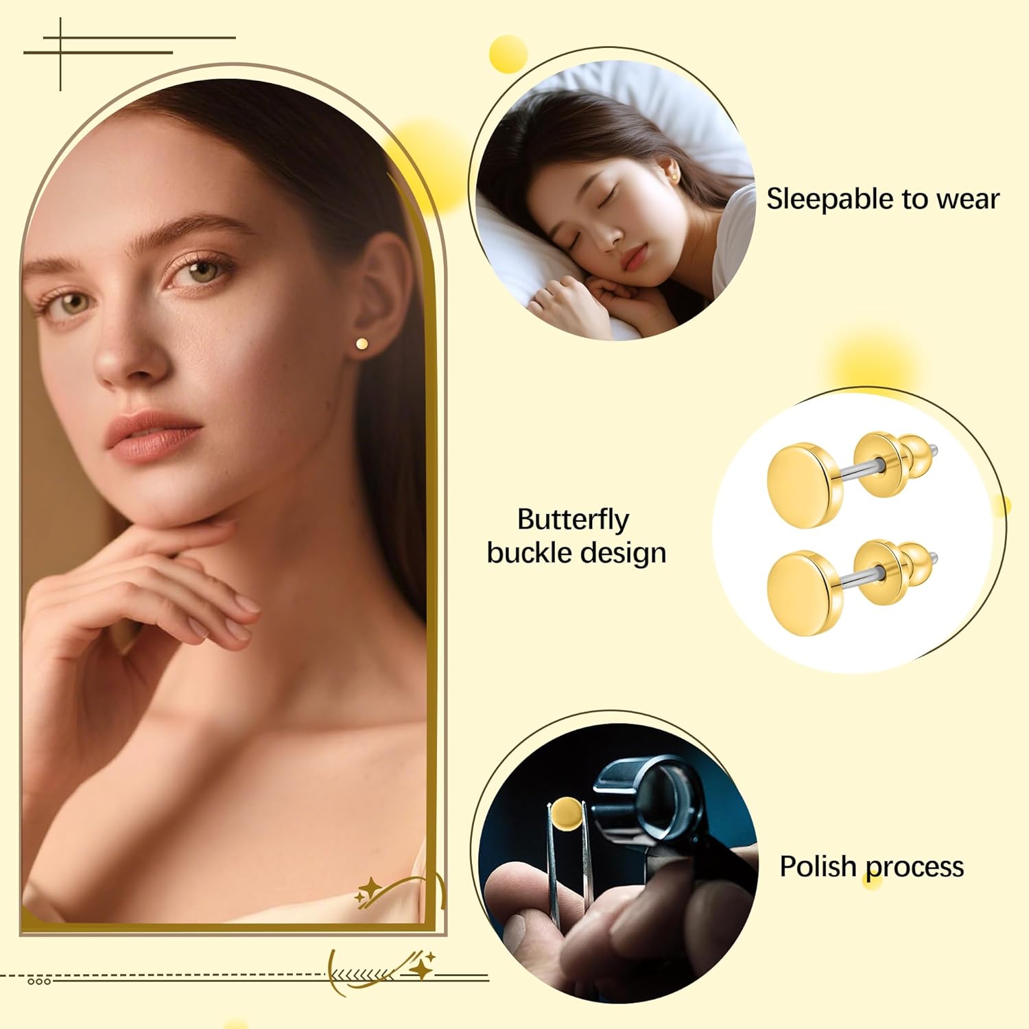 LimerenciaTitanium Stud Earrings,F136 Implant Grade Pure Titanium Studs 3mm/4mm for Hypoallergenic for Women Men Sensitive Ears - Image 7