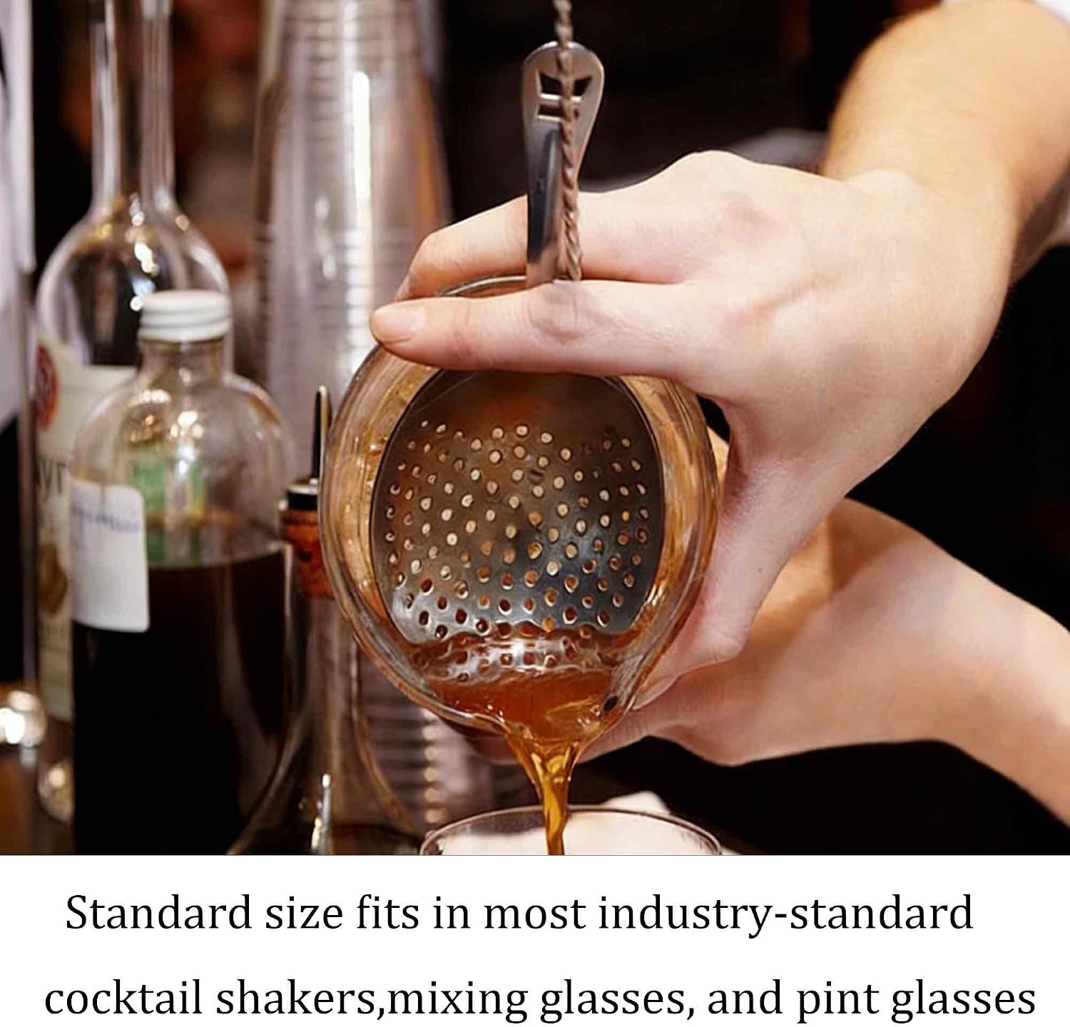2PCS Cocktail Strainer, Bar Mixing Strainer Spoon for Home and Professional Drink Making