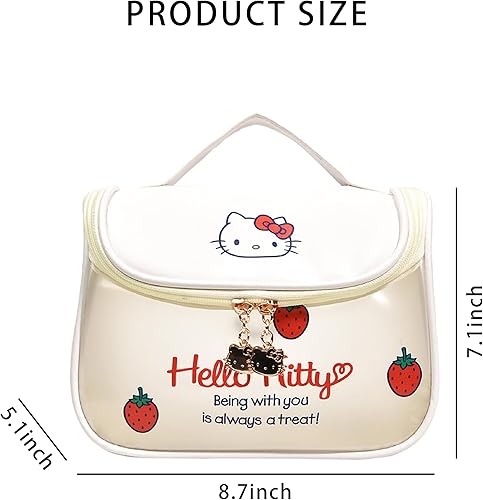 Miniatura 6 de JAMNSY Bonita bolsa de maquillaje para mujer  Bolsa de cosméticos impermeable translúcida de cuero con gancho para colgar  Organizador portátil de