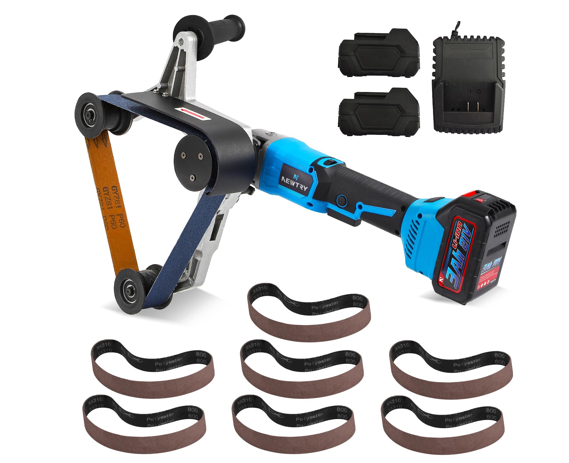 Cordless Pipe Tube Polisher Sander with Suitable Batteries, Stainless Steel Belt Grinding Machine