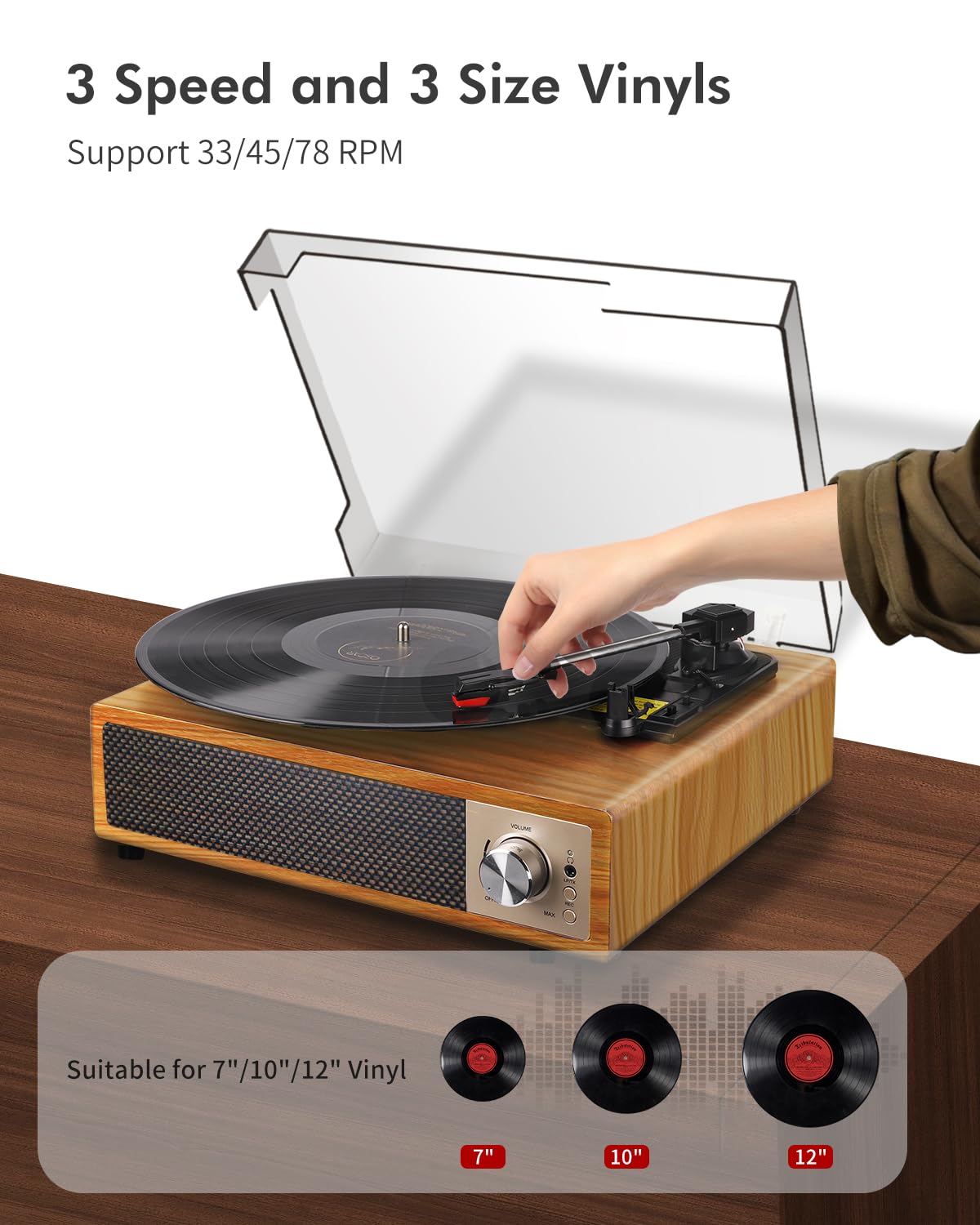 Viflykoo platenspeler - Bluetooth met 2 stereo-luidsprekers Viflykoo platenspeler - Bluetooth met 2 stereo-luidsprekers