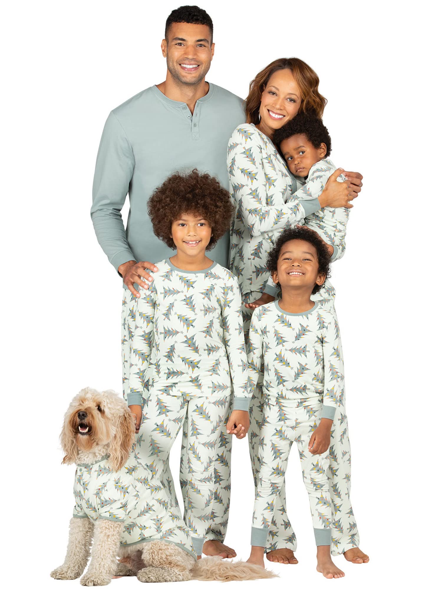 CoduopFamily Pajamas Set Matching Xmas Christmas tree Pjs Nightwear for Pet Baby Kid Dad Mom