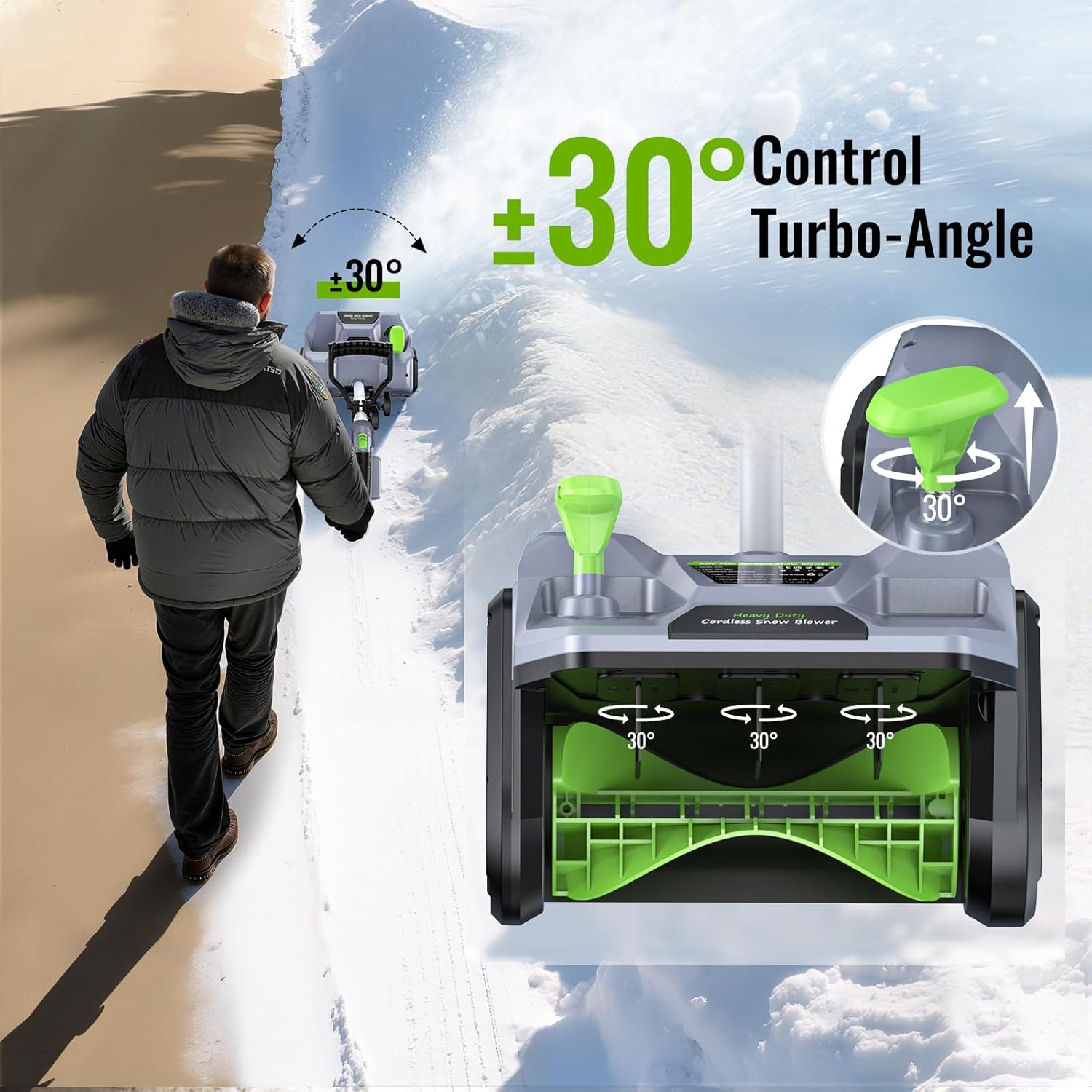 Adjustable snow throw angle