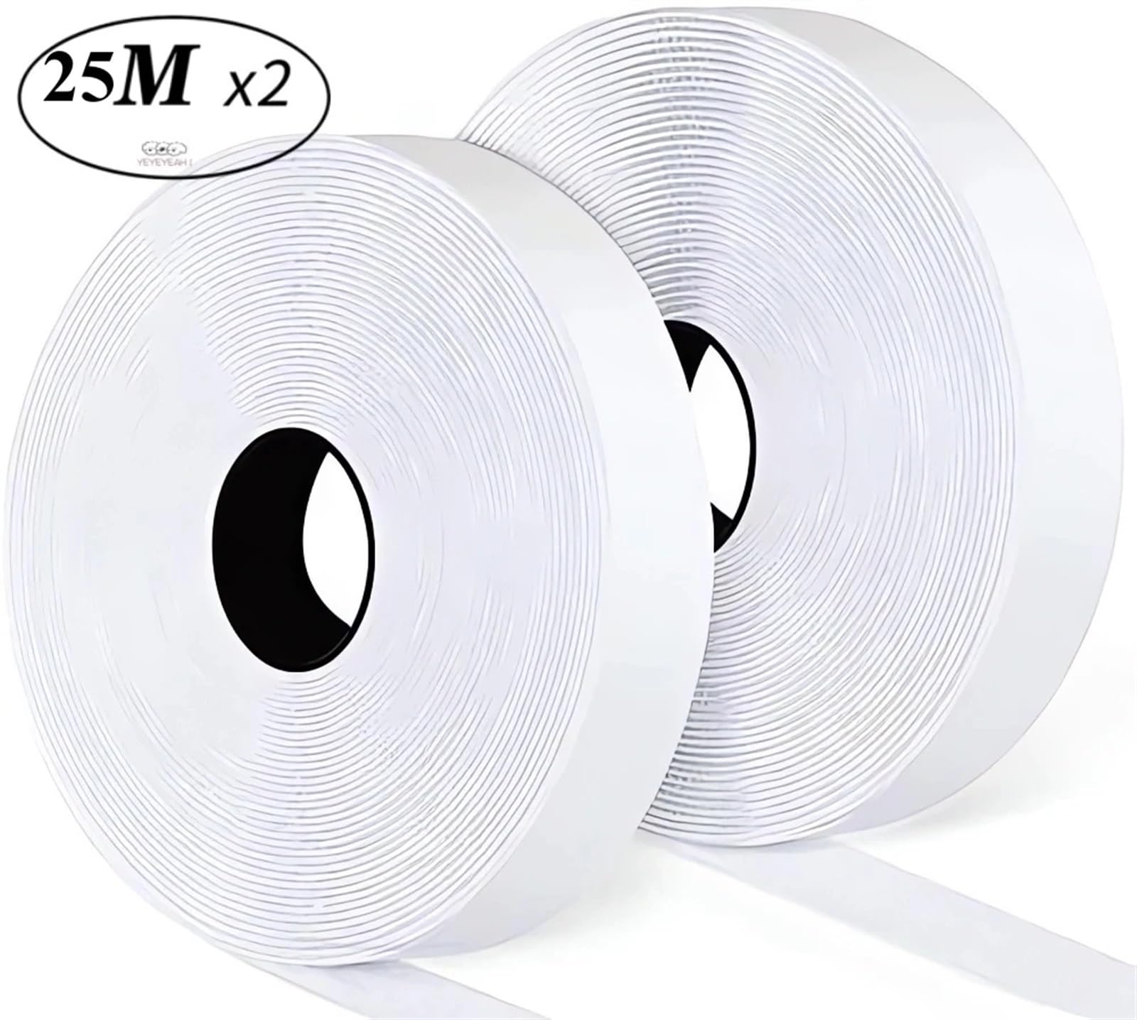Adhesivo Fuerte Hook Y Loop Cinta adhesiva mágica de 20mm, autoadhesiva, adhesivo extrafuerte doble cara con almohadilla, cierre gancho y bucle esponjoso, color blanco(25Meter)