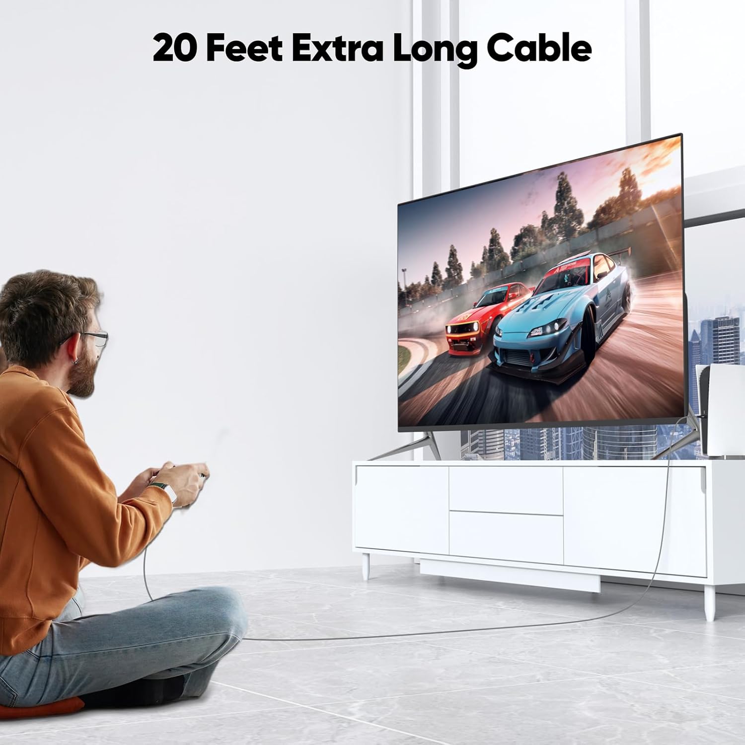 20ft USB C to USB C Cable Long, USB C 3.2 Gen 2 10Gbps High Speed Data Transfer & 240W Charging & 4K@60Hz Type C Monitor Cord Braided for Monitor Portable SSD Hub Docking Station Laptop Phone